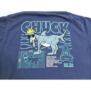 Goat USA T Shirt Size Large Chuck Shark Blue Marine Aquatics Tee Short Sleeve